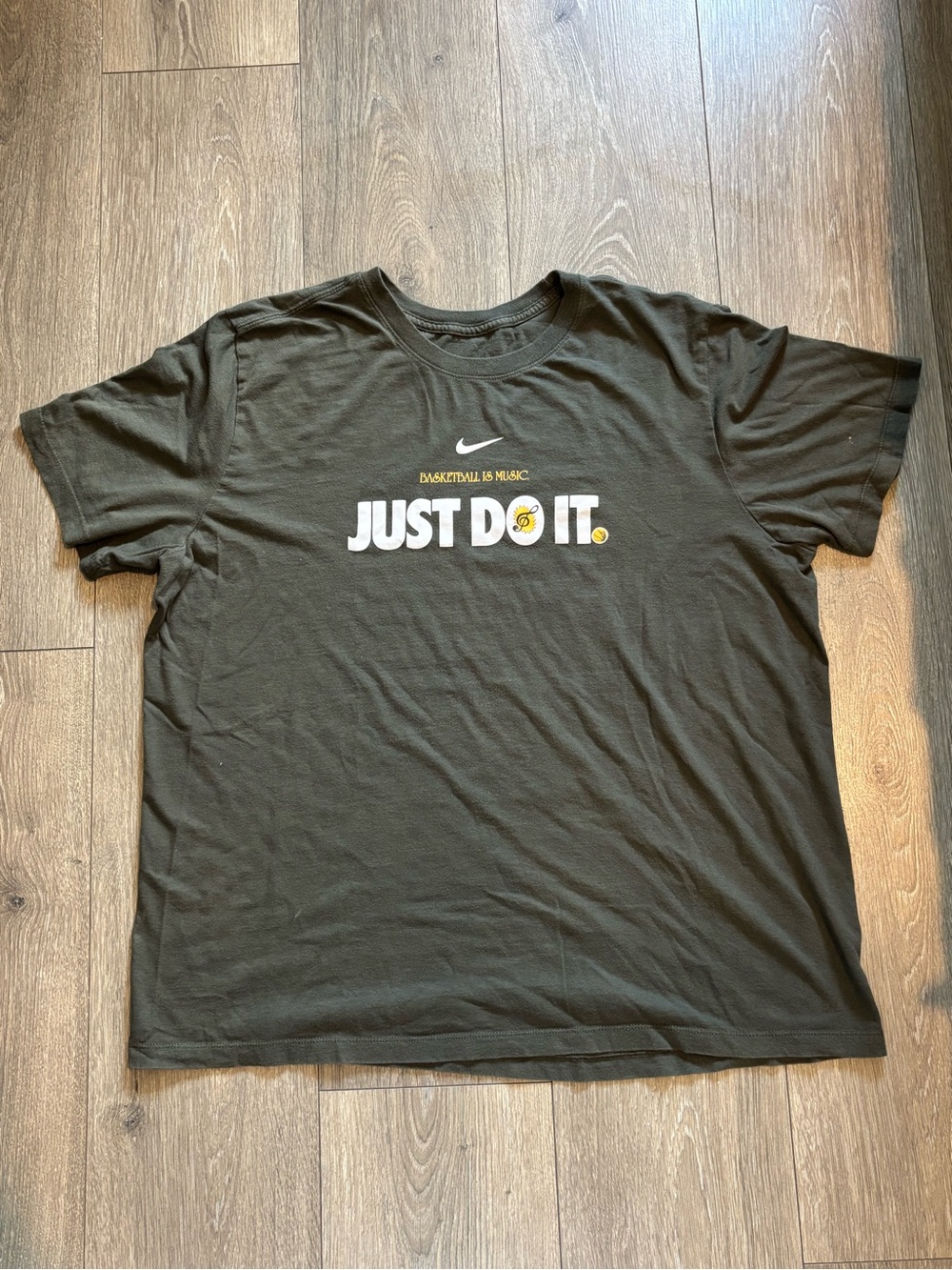 Nike Black Short Sleeve 'Just Do It.' Graphic Tee with Yellow Accent